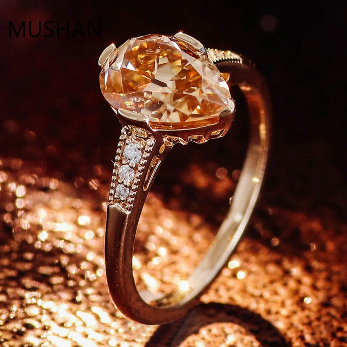 MUSHAN Luxury Custom 14K 18K Gold Rings Band Jewelry With Moissanite Diamond Lab Grown Gemstones Diamond Wedding Ring For Women