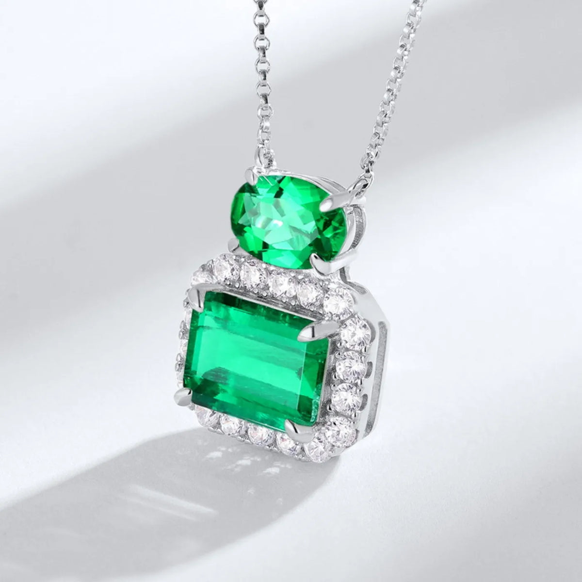 MUSHAN Luxury Jewelry 925 Sterling Silver Chain Pendant Necklace Lab Grown Emerald Ruby Gemstones Necklaces Pendants GRC Jewelry