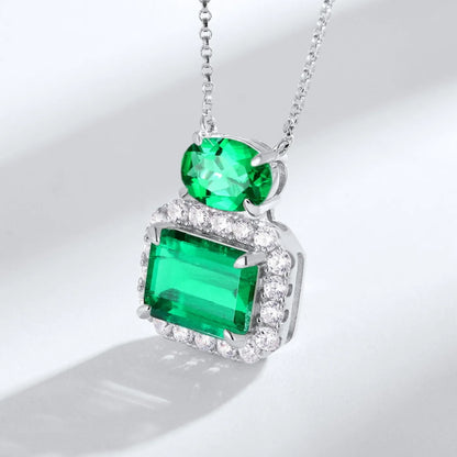 MUSHAN Luxury Jewelry 925 Sterling Silver Chain Pendant Necklace Lab Grown Emerald Ruby Gemstones Necklaces Pendants GRC Jewelry