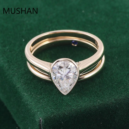 MUSHAN Luxury Custom 14K 18K Gold Rings Band Jewelry With Moissanite Diamond Lab Grown Gemstones Diamond Wedding Ring For Women