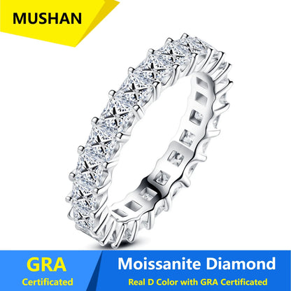MUSHAN Luxury Jewelry 925 Sterling Silver Ring Band Women GRA Certificated Moissanite Diamond Emerald D Color Rings Fine Jewelry