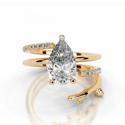 MuShan Designer Jewelry 925 Sterling Silver Ring Round Moissanite Gorgeous Ring Ladies 18K Gold Plated MST Patent Fine Rings