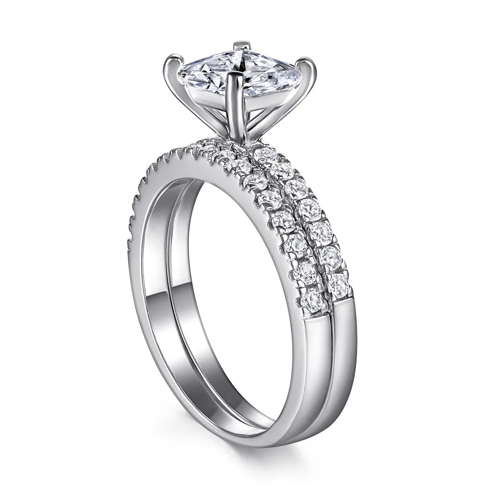 MuShan Brand Jewelry 925 Sterling Silver Ring Zircon 5A Grade Asscher Wedding for Her Real Gold Plated Fine Jewelry Rings