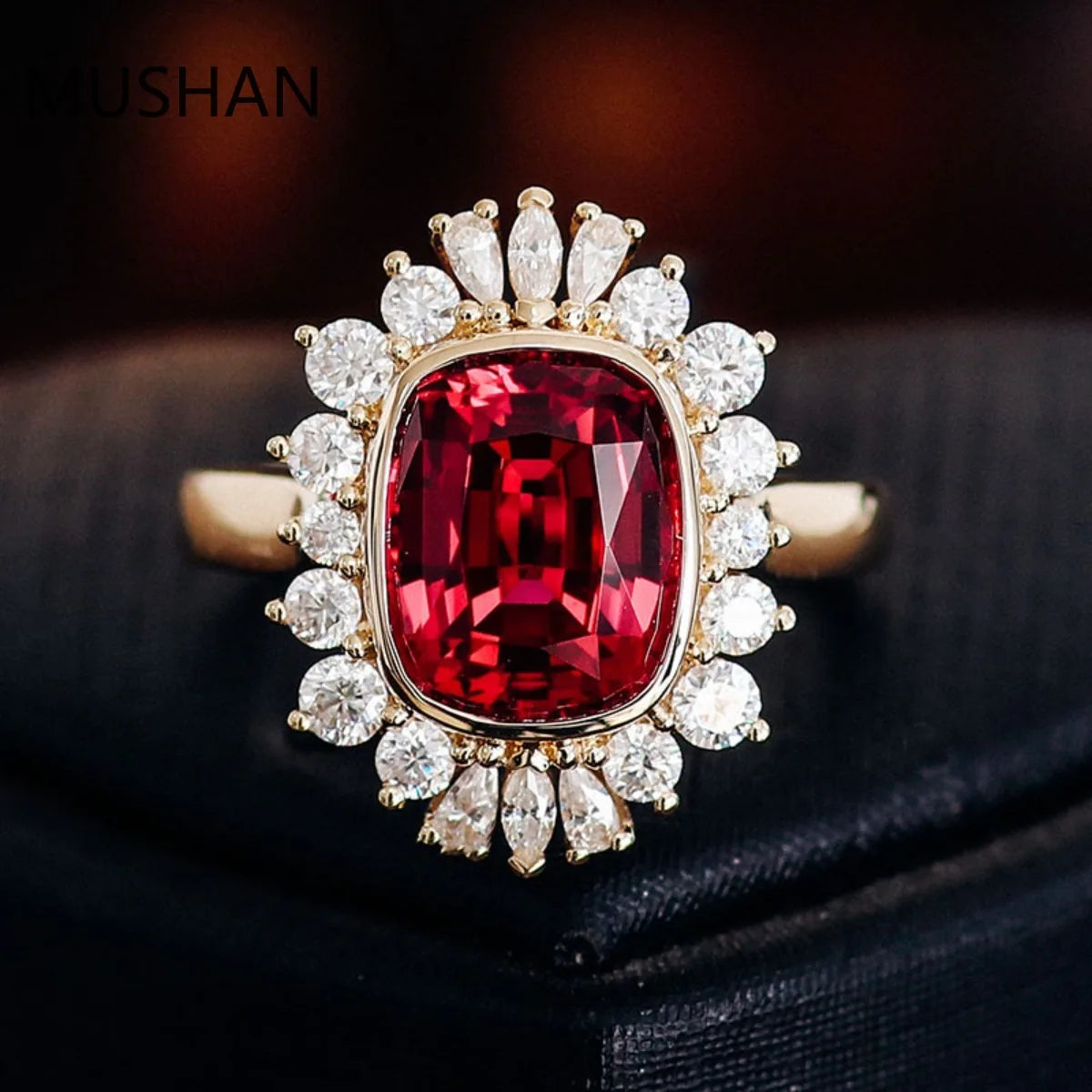 MUSHAN Luxury Custom 14K 18K Gold Rings Band Jewelry With Moissanite Diamond Lab Grown Gemstones Diamond Wedding Ring For Women