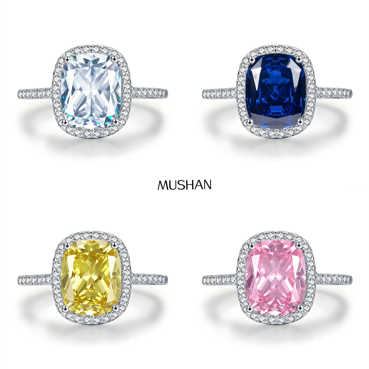 MuShan Jewelry 925 Sterling Silver Ring Wedding Band High Carbon Diamond Minimalist Style Trendy Style Women Rings Fine Jewelry