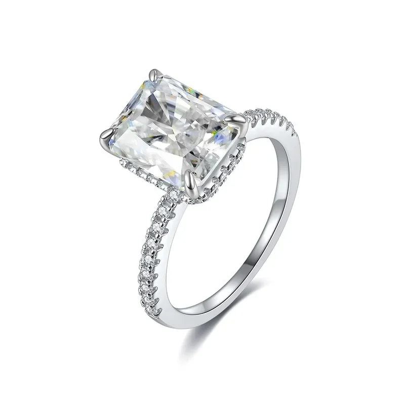 MUSHAN Luxury Jewelry 925 Sterling Silver Ring Band Women GRA Certificated Moissanite Diamond Emerald D Color Rings Fine Jewelry