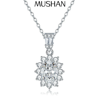 MuShan Luxury Jewelry 925 Sterling Silver Necklace 20IN 1CT Moissanite Evening Modern for Women 18K Gold Plated MST Patent
