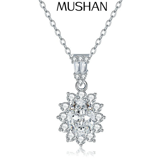 MuShan Luxury Jewelry 925 Sterling Silver Necklace 20IN 1CT Moissanite Evening Modern for Women 18K Gold Plated MST Patent