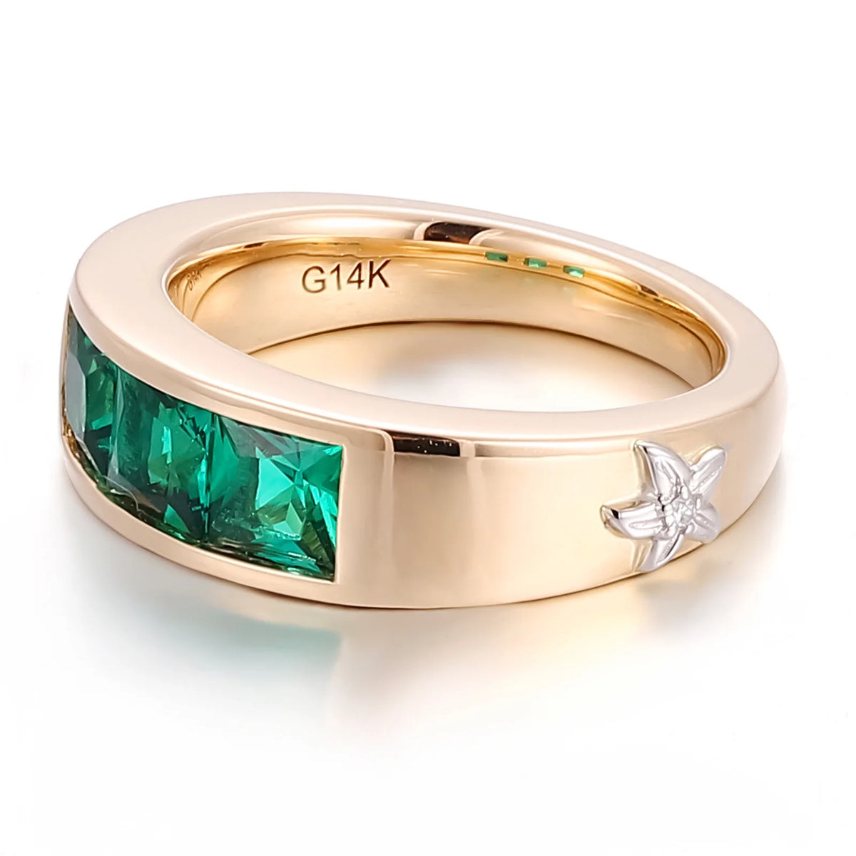 MUSHAN Custom Jewelry 925 Silver 10k 14k 18k Gold Ring Band Lab Grown Colombian Emerald Ring Women Wedding Rings Fine Jewelry
