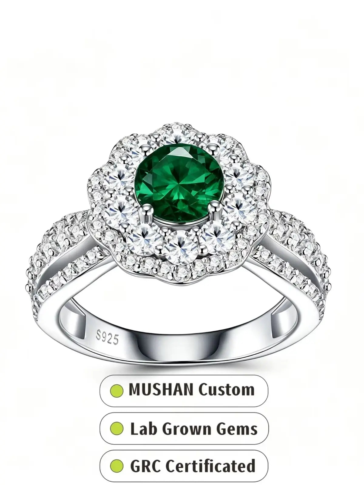 MUSHAN Custom Jewelry 925 Sterling Silver Ring Band for Women 1ct Lab Grown Gemstones Ruby Emerald Sapphire Rings Jewelry