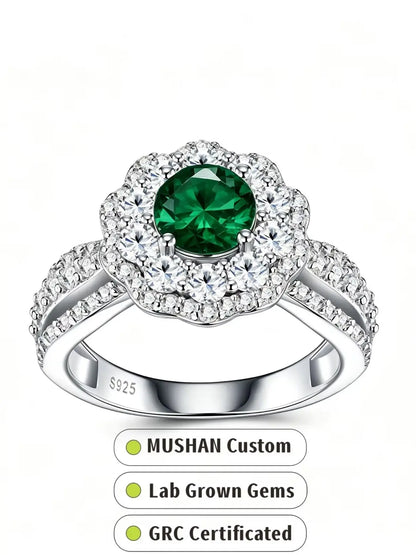 MUSHAN Custom Jewelry 925 Sterling Silver Ring Band for Women 1ct Lab Grown Gemstones Ruby Emerald Sapphire Rings Jewelry