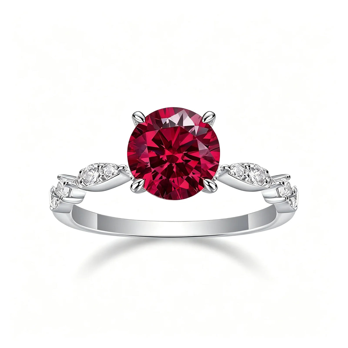 MUSHAN Custom Jewelry 2ct Lab Grown Gemstones Ruby Emerald Sapphire Rings Jewelry 925 Sterling Silver Women Ring