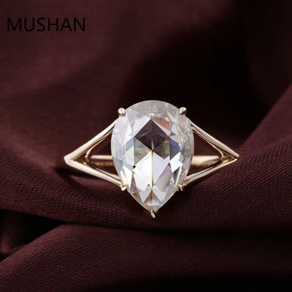 MUSHAN Luxury Custom 14K 18K Gold Rings Band Jewelry With Moissanite Diamond Lab Grown Gemstones Diamond Wedding Ring For Women