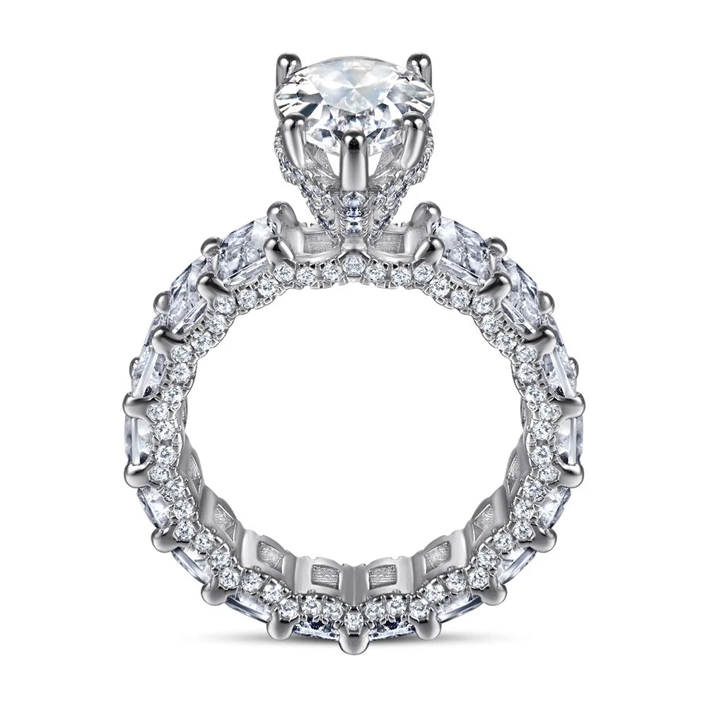 Bague de mariage MuShan Jewelry en argent sterling 925 avec diamant haute teneur en carbone, style élégant et intemporel, bijoux raffinés pour femmes