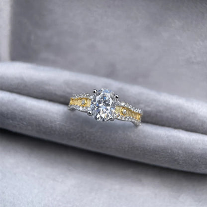 MuShan Luxury Jewelry 925 Sterling Silver Ring VVS Moissanite Sparkling Ring for Fiancee 18K Gold Plated MST Patent Jewellery