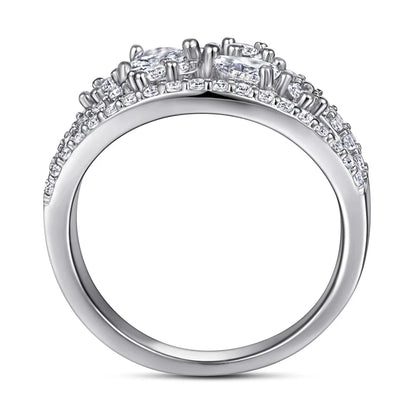 Anillo de plata de ley 925 MuShan Luxury Jewelry con circonita cúbica de grado 7A, corte cojín, joyería fina para mujer para oficina, chapado en oro auténtico