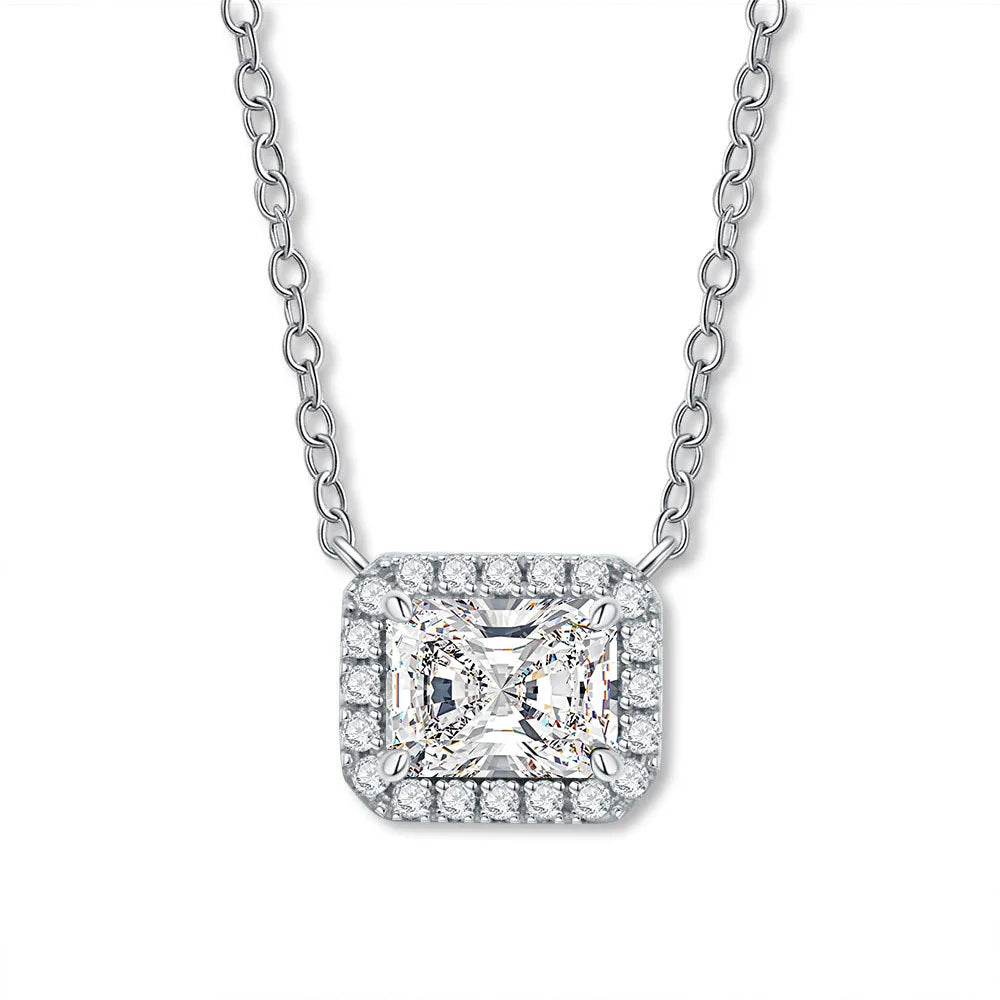 MuShan Designer Jewelry 925 Sterling Silver Rope Chain Cushion Moissanite Ladies 18K Real Gold Plated MST Patent Easter Necklace