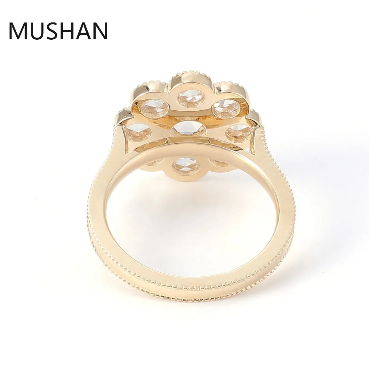 MUSHAN Luxury Custom 925 Sterling Silver 14K 18K Gold Rings Band Jewelry Rose Cut Moissanite Diamond Wedding Ring For Women