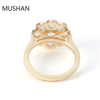 MUSHAN Luxury Custom 925 Sterling Silver 14K 18K Gold Rings Band Jewelry Rose Cut Moissanite Diamond Wedding Ring For Women