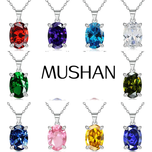 MuShan Brand Jewelry 925 Sterling Silver Necklace Zircon 5A Vintage Casual for Bride Rhodium Plated Premium Jewelry Pendant
