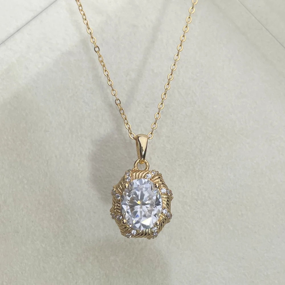 MuShan Luxury Jewelry 925 Sterling Silver Cuban Link Chain VVS Moissanite Girls Date Night Rhodium Plated MST Patent Necklaces