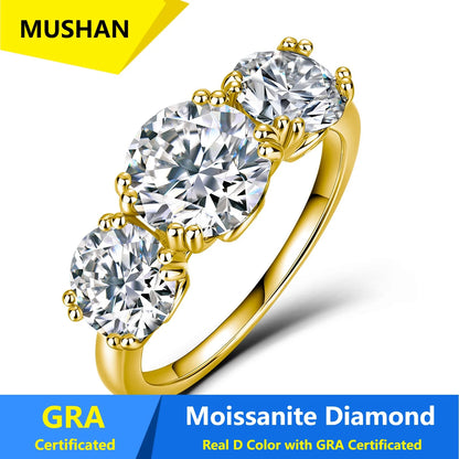Anillo de compromiso de plata de ley 925 MUSHAN Luxury Jewelry para mujer, con diamante de moissanita, certificado GRA, color D, esmeralda, joyería fina