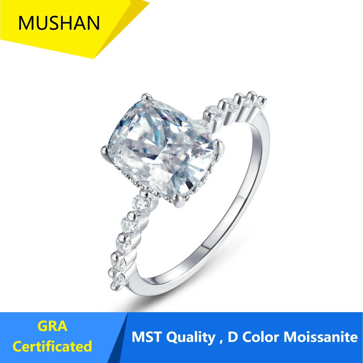 Anillo de compromiso de plata de ley 925 de MUHAN Luxury Jewelry, alianza de boda, anillo de diamantes de moissanita para mujer con certificado GRA, color D, joyería fina
