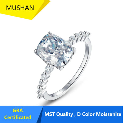 Anillo de compromiso de plata de ley 925 de MUHAN Luxury Jewelry, alianza de boda, anillo de diamantes de moissanita para mujer con certificado GRA, color D, joyería fina