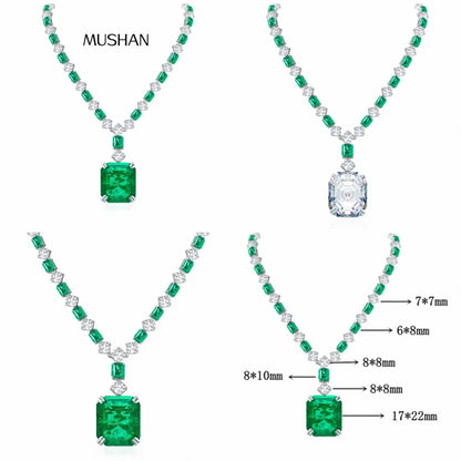 MUSHAN Luxury Jewelry 62 Carat Emerald Necklace Pendant For Women 925 Sterling Silver Necklaces Gemstones Pendants Fine Jewelry