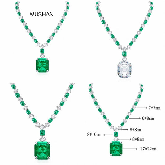 MUSHAN Luxury Jewelry 62 Carat Emerald Necklace Pendant For Women 925 Sterling Silver Necklaces Gemstones Pendants Fine Jewelry