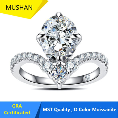 MUHAN Luxury Jewelry  925 Sterling Silver Ring Wedding Band  Women GRA Certificate Moissanite Diamond Rings D Color Fine Jewelry