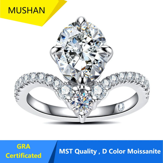MUHAN Luxury Jewelry  925 Sterling Silver Ring Wedding Band  Women GRA Certificate Moissanite Diamond Rings D Color Fine Jewelry