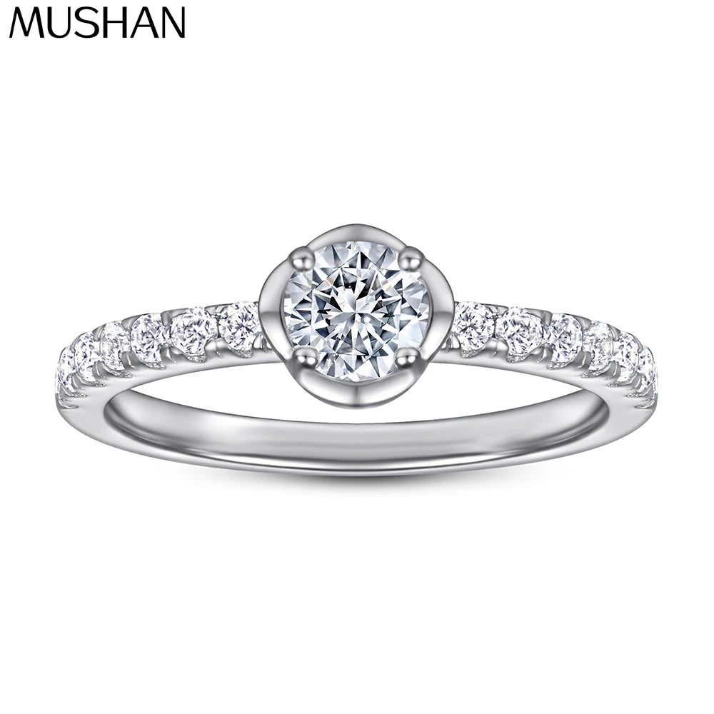 MuShan Jewelry 925 Sterling Silver Ring Wedding Band High Carbon Diamond  Her Gift Premium Jewelry Women Rings Fine Jewelry