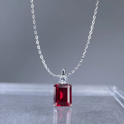 MuShan Jewelry 925 Sterling Silver Necklace Lab Grown Sapphire Round Party Wear for Women 18K Gold Plated Anniversary Necklace