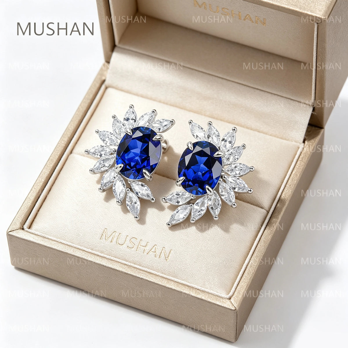 MUSHAN Luxury Jewelry S 925 Sterling Silver Stud Earrings Women GRC Certificated Lab Grown Emerald Earrings Stud Ear Pin Jewelry