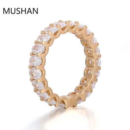 MUSHAN Luxury Custom 14K 18K Gold Rings Band Jewelry With Moissanite Diamond Lab Grown Gemstones Diamond Wedding Ring For Women