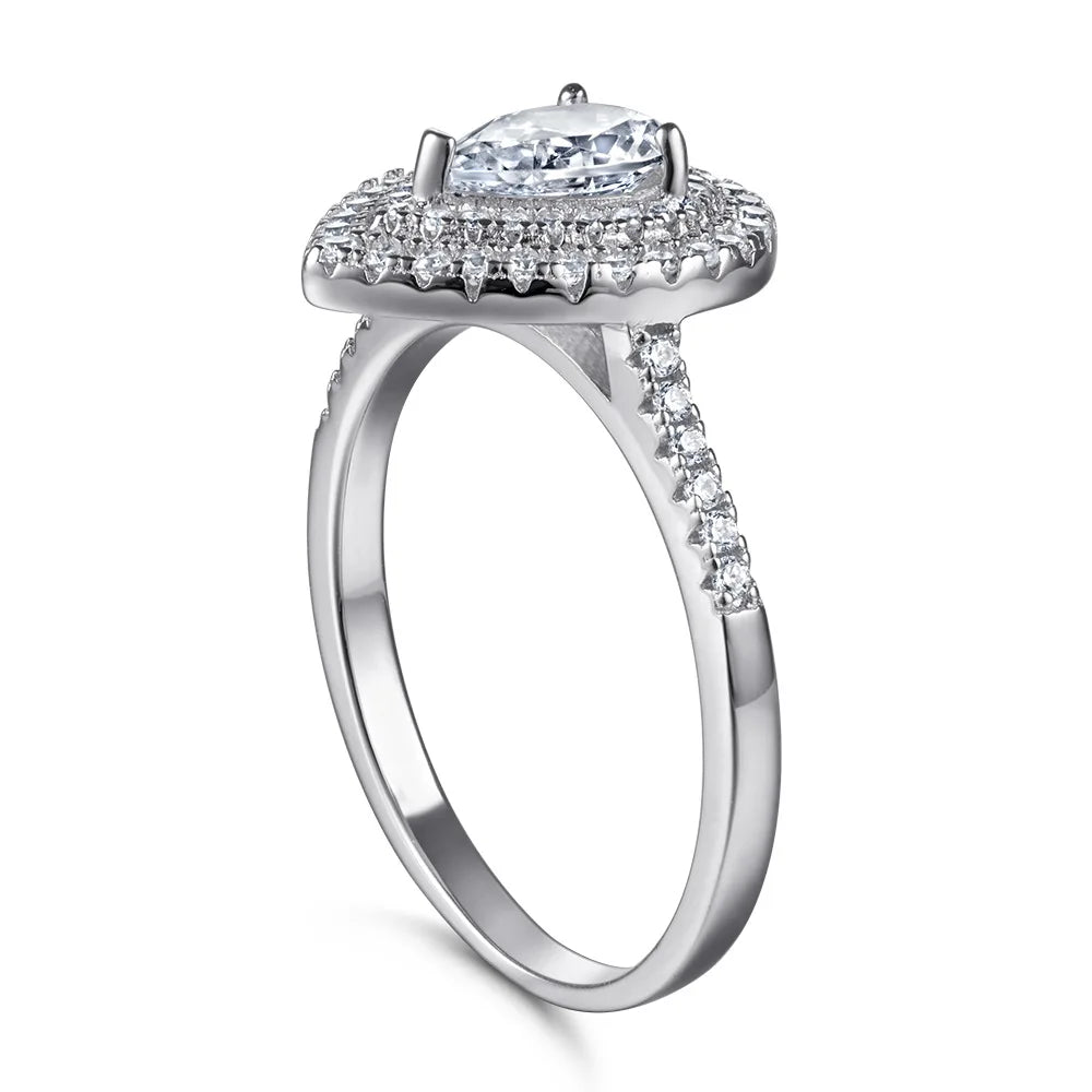 MuShan Jewelry 925 Sterling Silver Rings Bands Engagement Ring 7A Cubic Zirconia  Women Valentine Delicate  Women Gift
