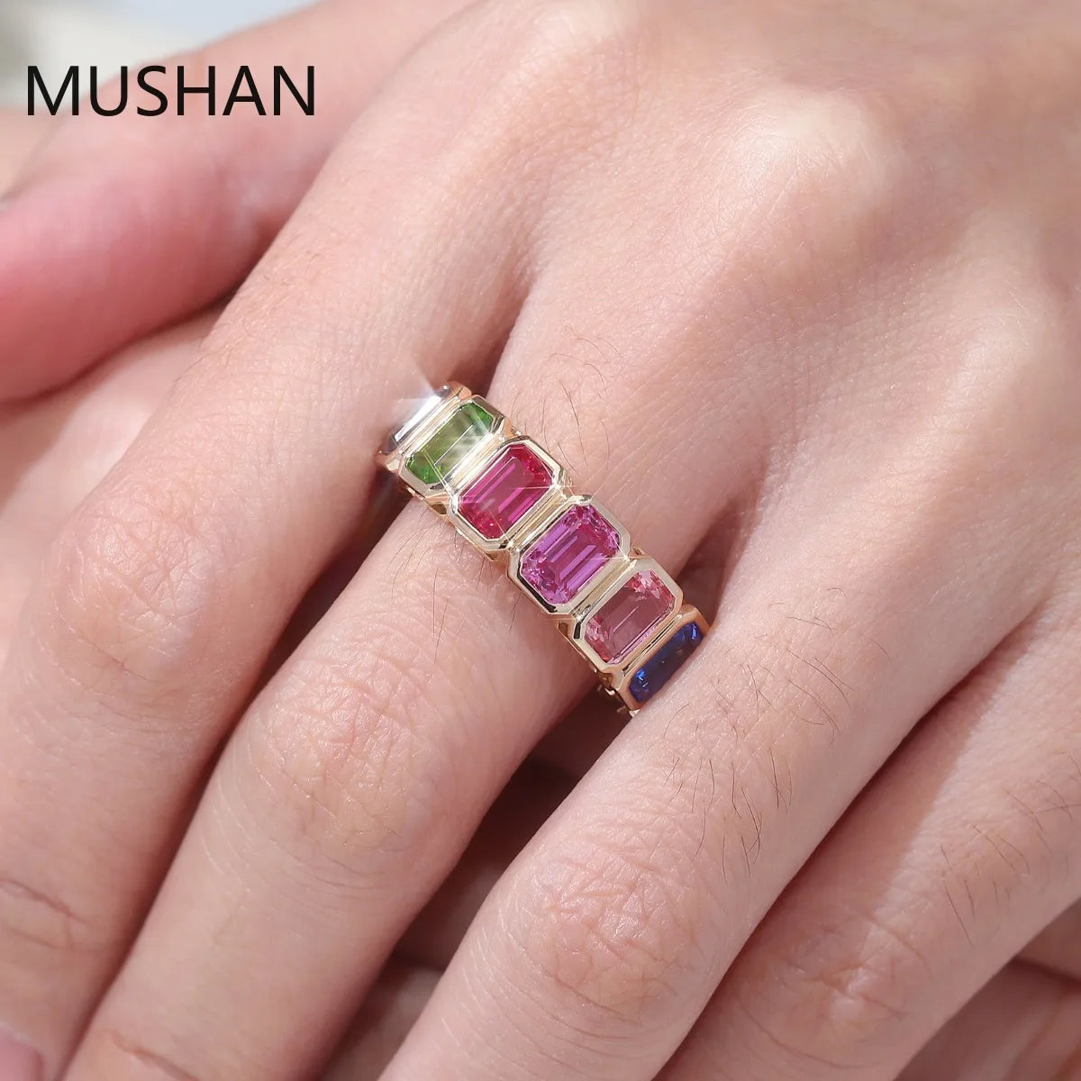 MUSHAN Luxury Custom 14K 18K Gold Rings Band Jewelry With Moissanite Diamond Lab Grown Gemstones Diamond Wedding Ring For Women