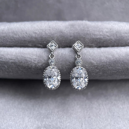 MuShan Brand Jewelry 925 Sterling Silver Earring D Color Moissanite Birthday for Mom Platinum Plated MST Patent Earrings