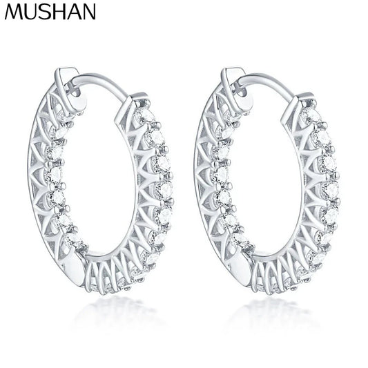 MuShan Brand Jewelry 925 Sterling Silver Earrings Cubic Zirconia 7A Leverback Formal Ladies Rhodium Plated Fine Jewelry Earring