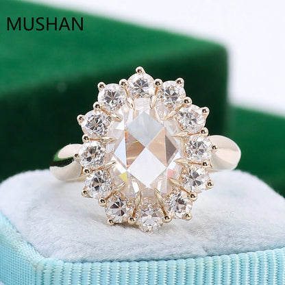 MUSHAN Luxury Custom 14K 18K Gold Rings Band Jewelry With Moissanite Diamond Lab Grown Gemstones Diamond Wedding Ring For Women