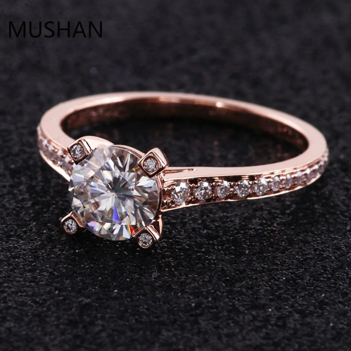 MUSHAN Luxury Custom 14K 18K Gold Rings Band Jewelry With Moissanite Diamond Lab Grown Gemstones Diamond Wedding Ring For Women