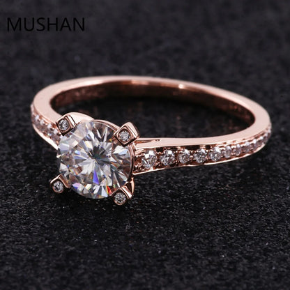 MUSHAN Luxury Custom 14K 18K Gold Rings Band Jewelry With Moissanite Diamond Lab Grown Gemstones Diamond Wedding Ring For Women