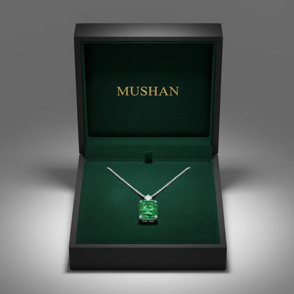 MUSHAN Luxury Jewelry 925 Sterling Silver Necklace For Women 22 Carat HCD Green Gemstones Dangle Pendant Necklace Fine Jewelry