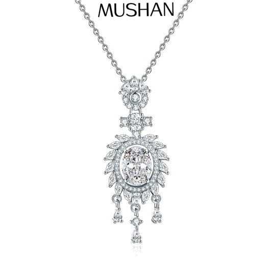 MuShan Brand Jewelry 925 Sterling Silver Drop Pendant Heart Moissanite Ladies Holiday 18K Gold Plated MST Patent Drop Pendants