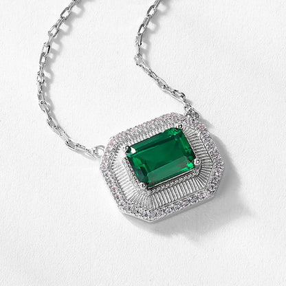 MUSHAN Luxury Jewelry 925 Sterling Silver Chain Pendant Necklace Lab Grown Emerald Ruby Gemstones Necklaces Pendants GRC Jewelry