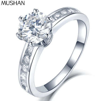 MuShan Jewelry 925 Sterling Silver Ring Wedding Band High Carbon Diamond Fine Jewelry Premium Jewelry Women Rings Fine Jewelry