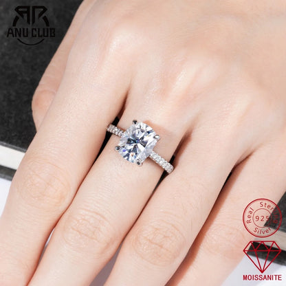Anillo de compromiso de plata de ley 925 de MUHAN Luxury Jewelry, alianza de boda, anillo de diamante de moissanita con certificado GRA para mujer, color D, joyería fina