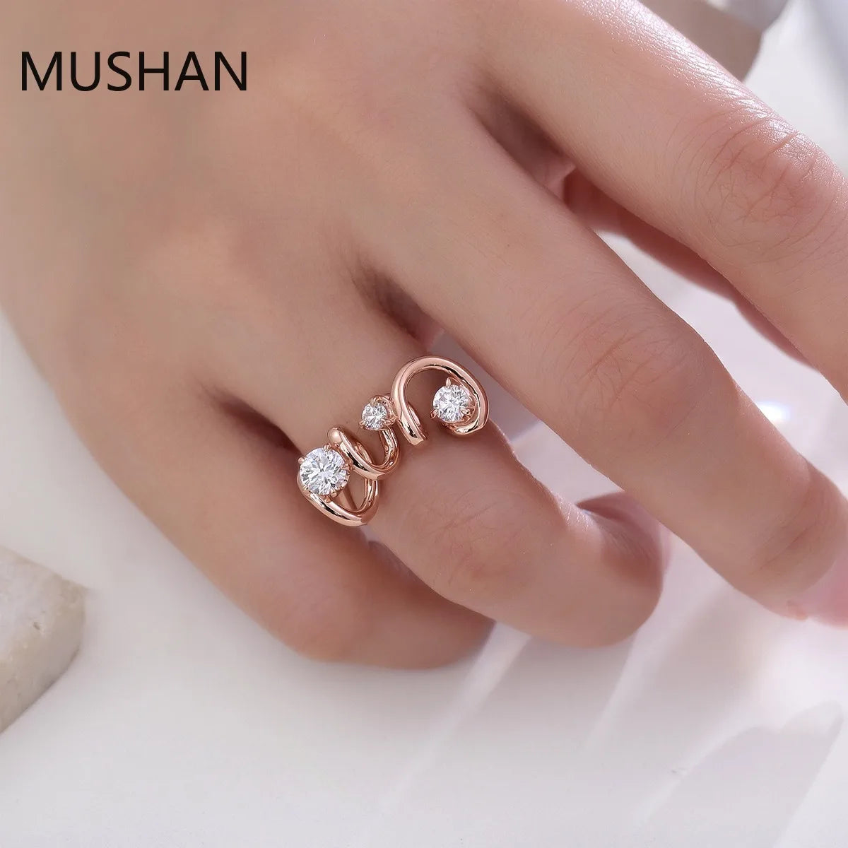 MUSHAN Luxury Custom 14K 18K Gold Rings Band Jewelry With Moissanite Diamond Lab Grown Gemstones Diamond Wedding Ring For Women