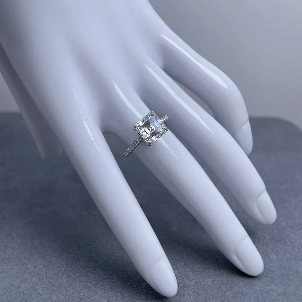 MUSHAN Bijoux de luxe Bague en argent sterling 925 pour femme, diamant moissanite émeraude certifié GRA, couleur D, joaillerie fine